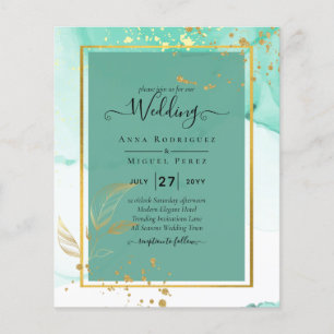 Mint Green Gold WEDDING Alcohol Ink Abstract Flyer
