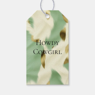 Mint Green Gold White Cowhide Gift Tags