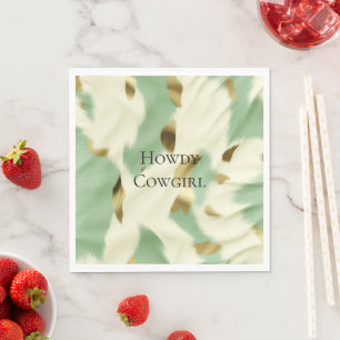 Mint Green Gold White Cowhide Napkin