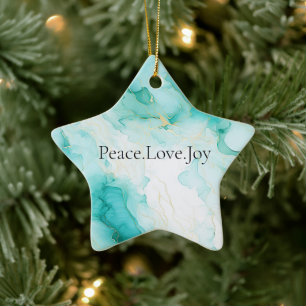 Mint Green Gold White Marble Ceramic Ornament