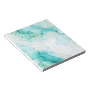 Mint Green Gold White Marble Notepad
