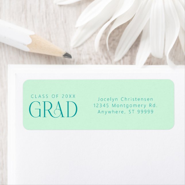 Mint Green Grad Personalized Return Address Labels (Insitu)