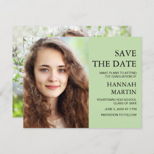 Mint Green Graduation 2 Photo Save Date