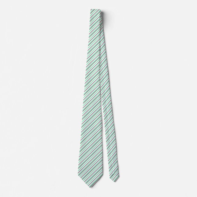 Mint Green, Gray and White Stripes Tie (Front)
