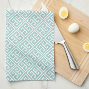 Mint Green Greek Key Pattern Kitchen Towel