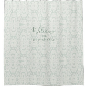 Mint Green Grey Beach Ocean Damask Brocade Pattern