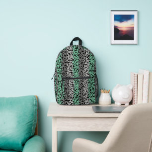 Mint green grey black digital pixelated stripes printed backpack