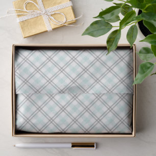 Mint Green & Grey Gingham Tissue Paper