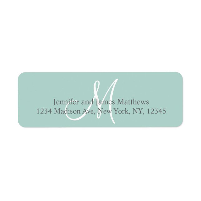 Mint Green, Grey Monogram for Weddings (Front)