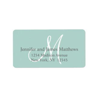 Mint Green, Grey Monogram for Weddings Label