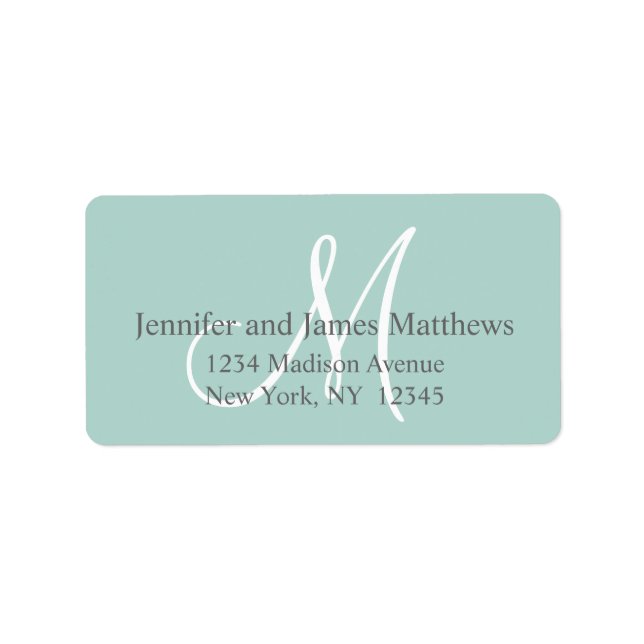 Mint Green, Grey Monogram for Weddings Label (Front)
