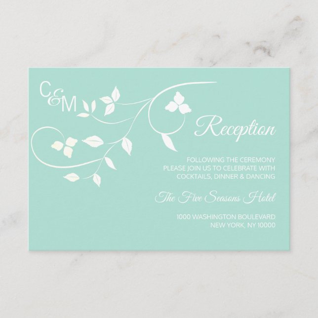 Mint Green & Grey Wedding RECEPTION Insert Card (Front)