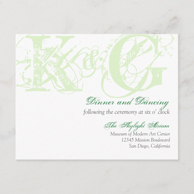 Mint green grunge distressed reception enclosure (Front)