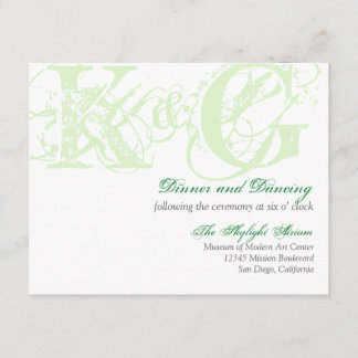 Mint green grunge distressed reception enclosure card