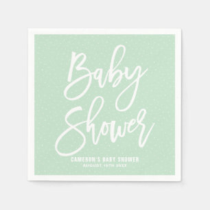 Mint Green Hand Lettered Baby Shower Paper Napkins