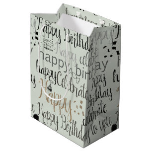 Mint Green Happy Birthday Medium Gift Bag