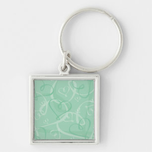 Mint green heart pattern keychain