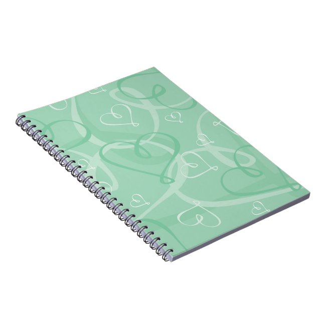 Mint green heart pattern notebook (Right Side)