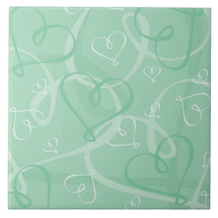 Mint green heart pattern tile