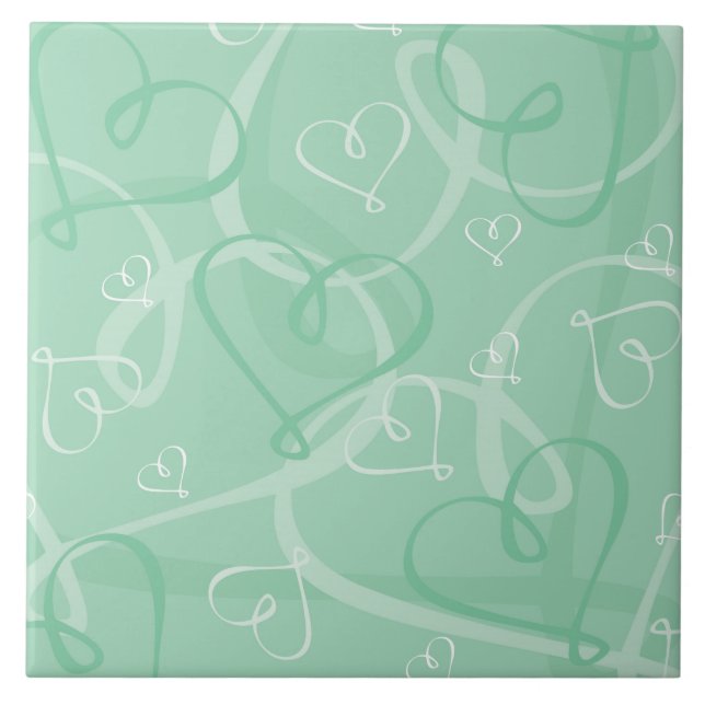Mint green heart pattern tile (Front)