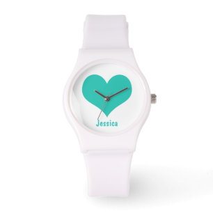 Mint Green Heart - Personalized Name Watch