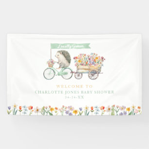 Mint Green Hedgehog Baby Shower Welcome Banner