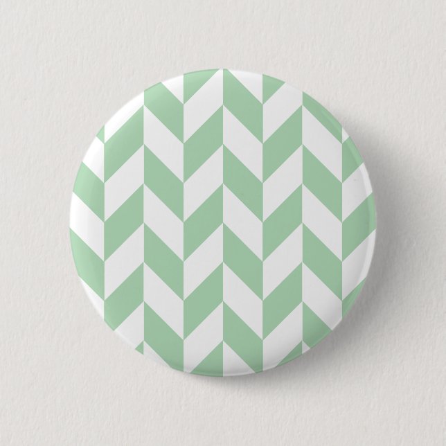 Mint Green Herringbone 2 Inch Round Button (Front)