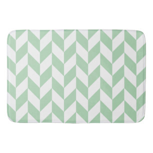 Mint Green Herringbone Pattern Bath Mat