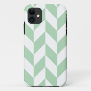 Mint Green Herringbone Pattern iPhone 11 Case