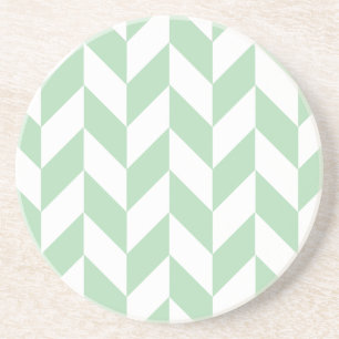 Mint Green Herringbone Pattern Coaster