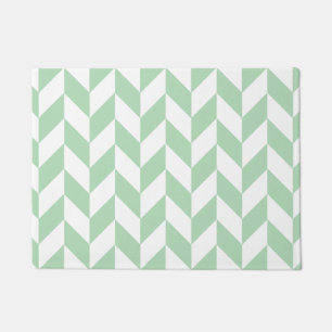 Mint Green Herringbone Pattern Doormat