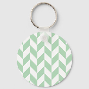 Mint Green Herringbone Pattern Keychain