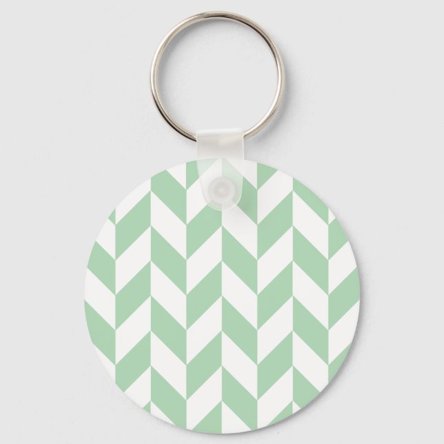 Mint Green Herringbone Pattern Keychain (Front)