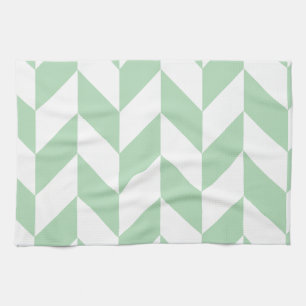 Mint Green Herringbone Pattern Kitchen Towel