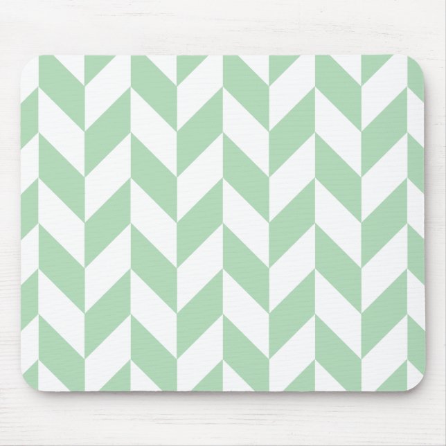Mint Green Herringbone Pattern Mouse Pad (Front)