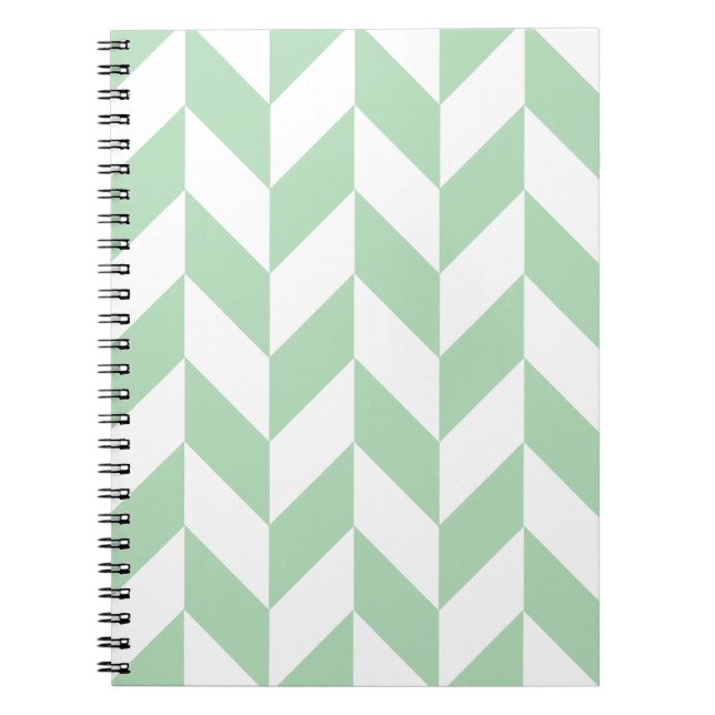 Mint Green Herringbone Pattern Notebook (Front)