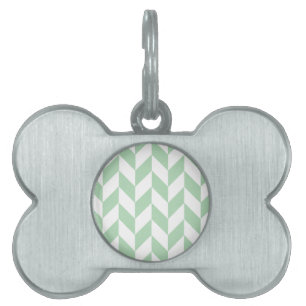 Mint Green Herringbone Pattern Pet Name Tag