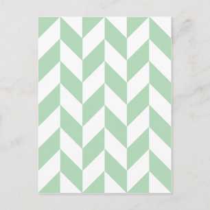 Mint Green Herringbone Pattern Postcard