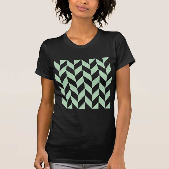 Mint Green Herringbone Pattern T-Shirt (Front)