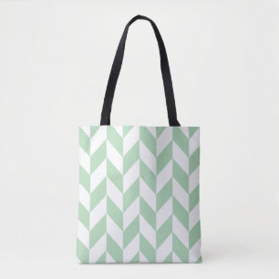 Mint Green Herringbone Pattern Tote Bag