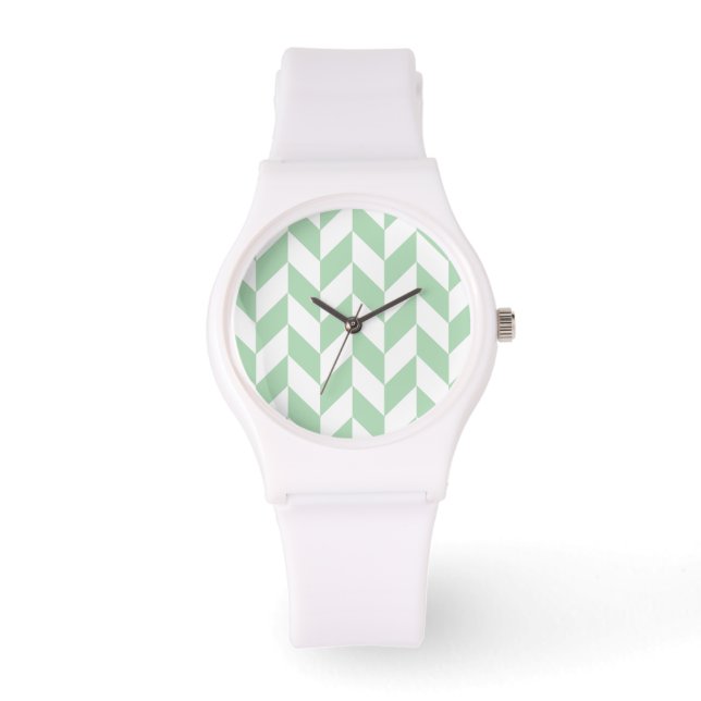 Mint Green Herringbone Pattern Watch (Front)