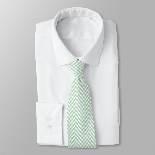 Mint Green Herringbone Tie (Tied)