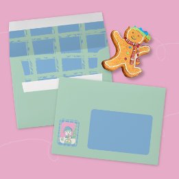 Mint Green Holiday Envelope with Polar Bear