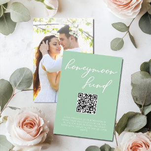 Mint Green Honeymoon Fund with Couple Photo Enclosure Card