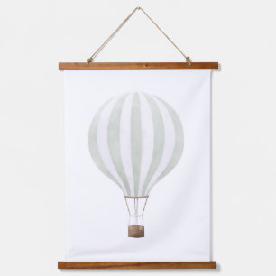 Mint Green Hot Air Balloon Nursery Decor Hanging Tapestry