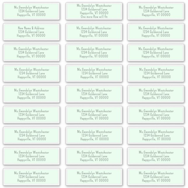 Mint Green Individual Mailing Address Labels (Front)