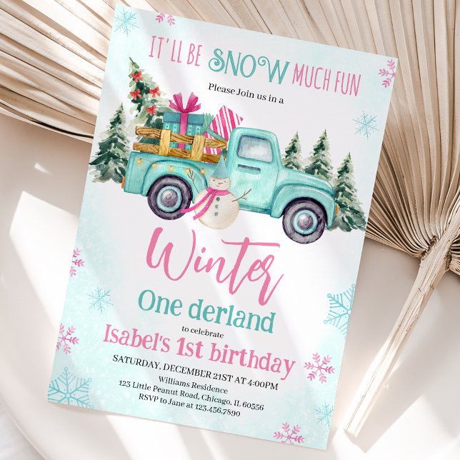 Mint Green It'll be Snow Much Fun Birthday Invitation (Creator Uploaded)