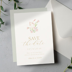 Mint Green & Ivory Wildflower Wedding Save The Date