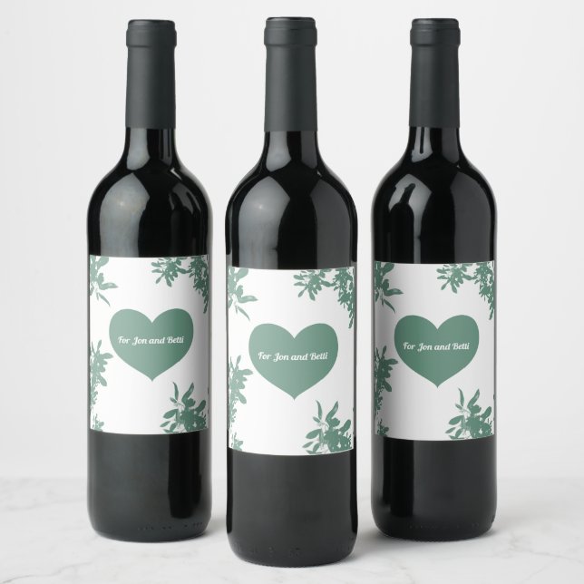 Mint Green Ivy  Square  Wine Label (Bottles)