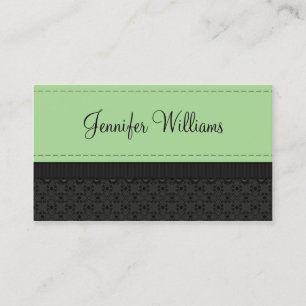 Mint Green Label Ribbon Business Cards
